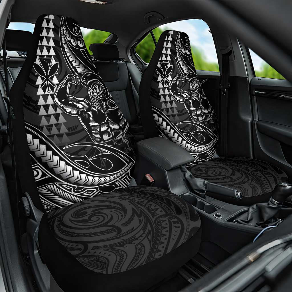 Hawaii Ikaika Warrior Helmet Car Seat Cover Black Tribal Tattoo LT05 One Size Black - Polynesian Pride