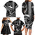 Hawaii Ikaika Warrior Helmet Family Matching Long Sleeve Bodycon Dress and Hawaiian Shirt Black Tribal Tattoo