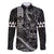 Hawaii Ikaika Warrior Helmet Family Matching Long Sleeve Bodycon Dress and Hawaiian Shirt Black Tribal Tattoo