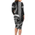 Hawaii Ikaika Warrior Helmet Family Matching Long Sleeve Bodycon Dress and Hawaiian Shirt Black Tribal Tattoo