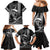 Hawaii Ikaika Warrior Helmet Family Matching Mermaid Dress and Hawaiian Shirt Black Tribal Tattoo