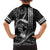 Hawaii Ikaika Warrior Helmet Family Matching Off The Shoulder Long Sleeve Dress and Hawaiian Shirt Black Tribal Tattoo