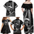 Hawaii Ikaika Warrior Helmet Family Matching Off Shoulder Maxi Dress and Hawaiian Shirt Black Tribal Tattoo