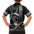 Hawaii Ikaika Warrior Helmet Family Matching Off Shoulder Short Dress and Hawaiian Shirt Black Tribal Tattoo