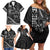 Hawaii Ikaika Warrior Helmet Family Matching Off Shoulder Short Dress and Hawaiian Shirt Black Tribal Tattoo