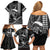 Hawaii Ikaika Warrior Helmet Family Matching Off Shoulder Short Dress and Hawaiian Shirt Black Tribal Tattoo