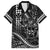 Hawaii Ikaika Warrior Helmet Family Matching Off Shoulder Short Dress and Hawaiian Shirt Black Tribal Tattoo