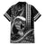 Hawaii Ikaika Warrior Helmet Family Matching Off Shoulder Short Dress and Hawaiian Shirt Black Tribal Tattoo