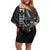 Hawaii Ikaika Warrior Helmet Family Matching Off Shoulder Short Dress and Hawaiian Shirt Black Tribal Tattoo