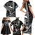 Hawaii Ikaika Warrior Helmet Family Matching Short Sleeve Bodycon Dress and Hawaiian Shirt Black Tribal Tattoo