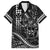 Hawaii Ikaika Warrior Helmet Family Matching Short Sleeve Bodycon Dress and Hawaiian Shirt Black Tribal Tattoo