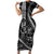 Hawaii Ikaika Warrior Helmet Family Matching Short Sleeve Bodycon Dress and Hawaiian Shirt Black Tribal Tattoo