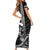 Hawaii Ikaika Warrior Helmet Family Matching Short Sleeve Bodycon Dress and Hawaiian Shirt Black Tribal Tattoo