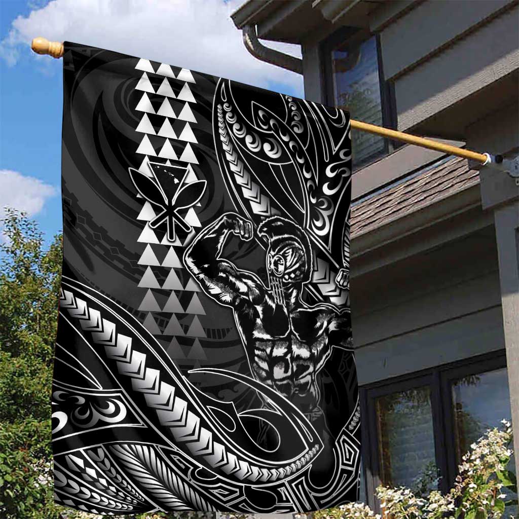 Hawaii Ikaika Warrior Helmet Garden Flag Black Tribal Tattoo LT05 - Polynesian Pride