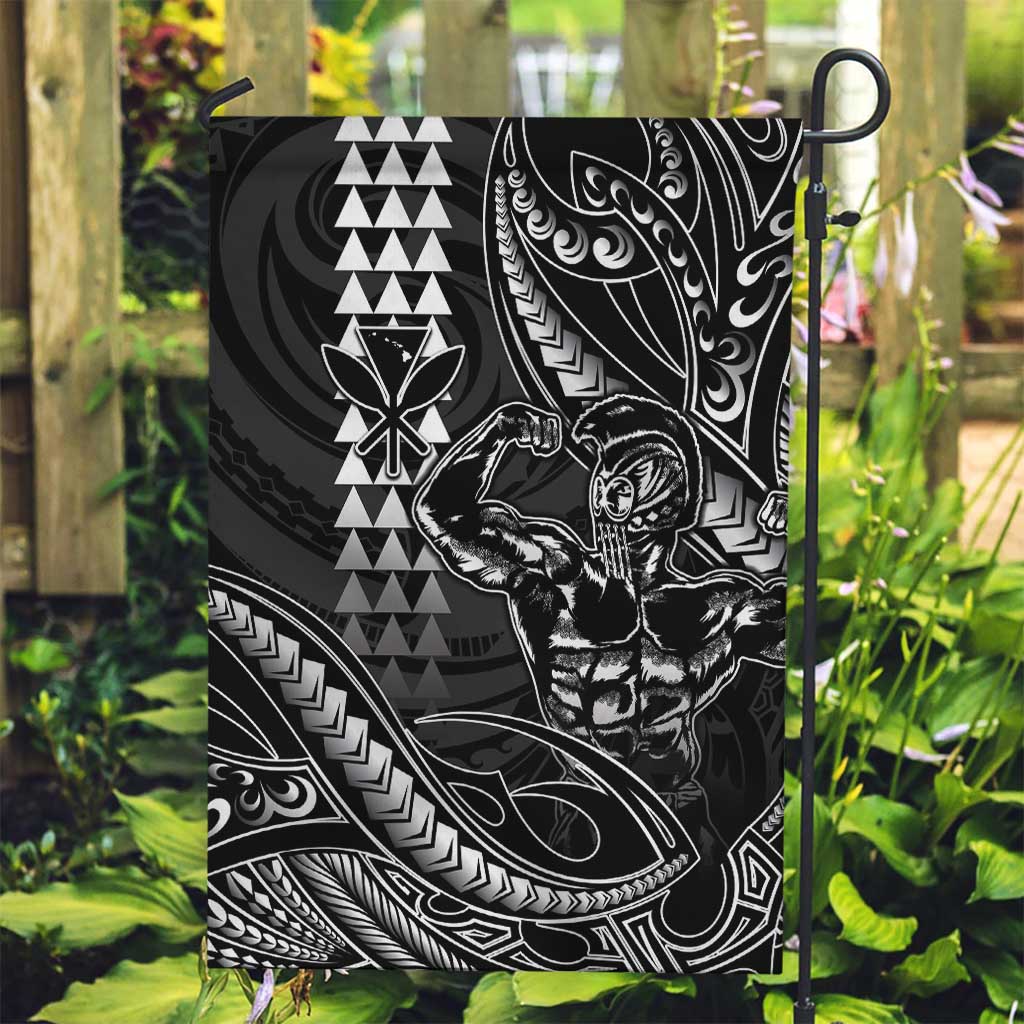 Hawaii Ikaika Warrior Helmet Garden Flag Black Tribal Tattoo LT05 Garden Flag Black - Polynesian Pride