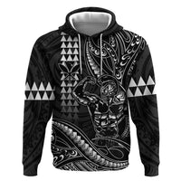 Hawaii Ikaika Warrior Helmet Hoodie Black Tribal Tattoo LT05 Pullover Hoodie Black - Polynesian Pride