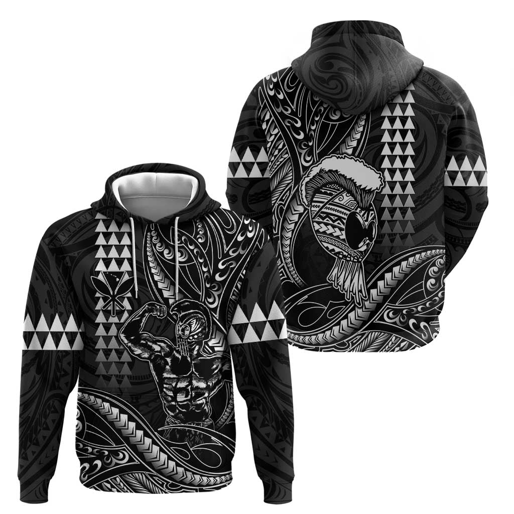 Hawaii Ikaika Warrior Helmet Hoodie Black Tribal Tattoo LT05 - Polynesian Pride