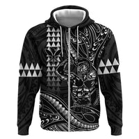 Hawaii Ikaika Warrior Helmet Hoodie Black Tribal Tattoo LT05 Zip Hoodie Black - Polynesian Pride