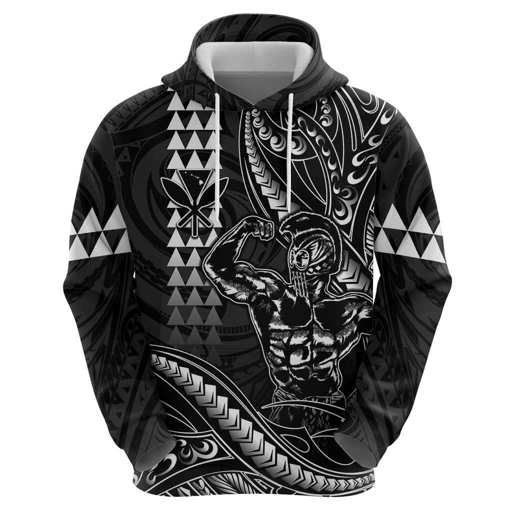 Hawaii Ikaika Warrior Helmet Hoodie Black Tribal Tattoo LT05 - Polynesian Pride