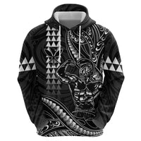 Hawaii Ikaika Warrior Helmet Hoodie Black Tribal Tattoo LT05 - Polynesian Pride