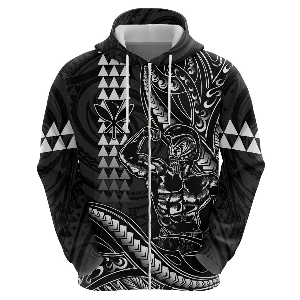 Hawaii Ikaika Warrior Helmet Hoodie Black Tribal Tattoo LT05 - Polynesian Pride