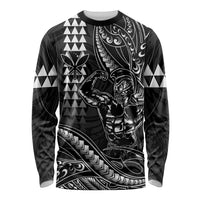 Hawaii Ikaika Warrior Helmet Long Sleeve Shirt Black Tribal Tattoo LT05 Unisex Black - Polynesian Pride