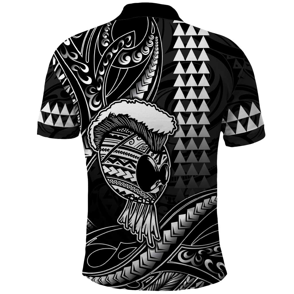 Hawaii Ikaika Warrior Helmet Polo Shirt - Black Tribal Tattoo LT05 - Polynesian Pride