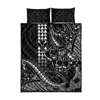 Hawaii Ikaika Warrior Helmet Quilt Bed Set Black Tribal Tattoo LT05 - Polynesian Pride