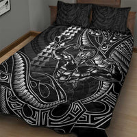 Hawaii Ikaika Warrior Helmet Quilt Bed Set Black Tribal Tattoo LT05 - Polynesian Pride