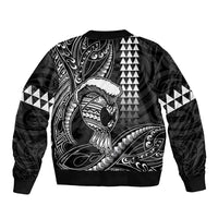 Hawaii Ikaika Warrior Helmet Sleeve Zip Bomber Jacket Black Tribal Tattoo LT05 - Polynesian Pride