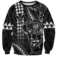 Hawaii Ikaika Warrior Helmet Sweatshirt Black Tribal Tattoo LT05 Unisex Black - Polynesian Pride