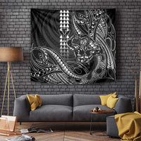 Hawaii Ikaika Warrior Helmet Tapestry Black Tribal Tattoo LT05 Black - Polynesian Pride