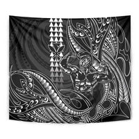 Hawaii Ikaika Warrior Helmet Tapestry Black Tribal Tattoo LT05 - Polynesian Pride