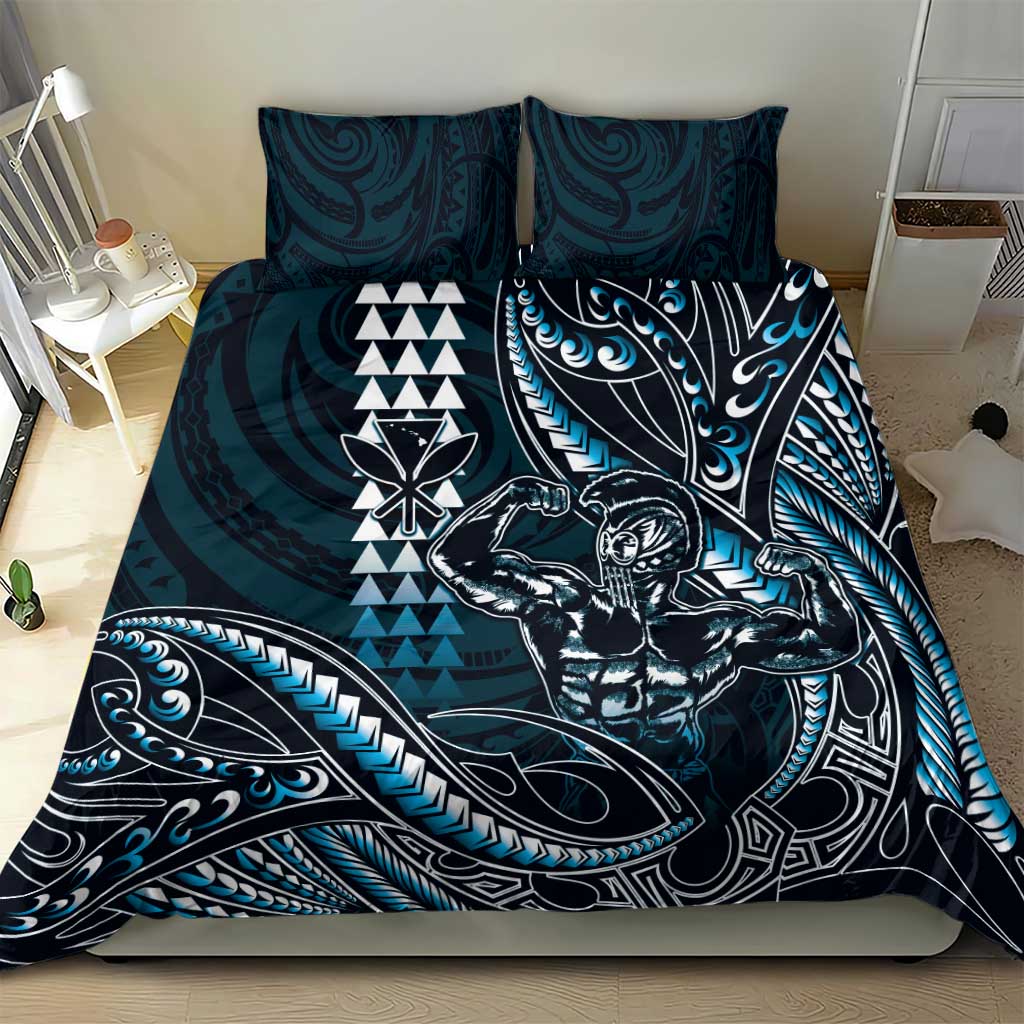 Hawaii Ikaika Warrior Helmet Bedding Set Blue Tribal Tattoo LT05 - Polynesian Pride