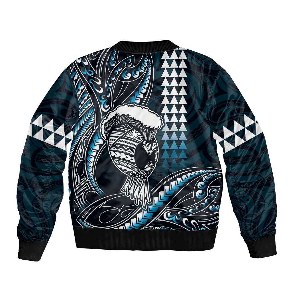 Hawaii Ikaika Warrior Helmet Bomber Jacket Blue Tribal Tattoo LT05 - Polynesian Pride