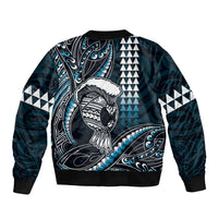 Hawaii Ikaika Warrior Helmet Bomber Jacket Blue Tribal Tattoo LT05 - Polynesian Pride
