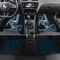Hawaii Ikaika Warrior Helmet Car Mats Blue Tribal Tattoo LT05 Set 4pcs Blue - Polynesian Pride