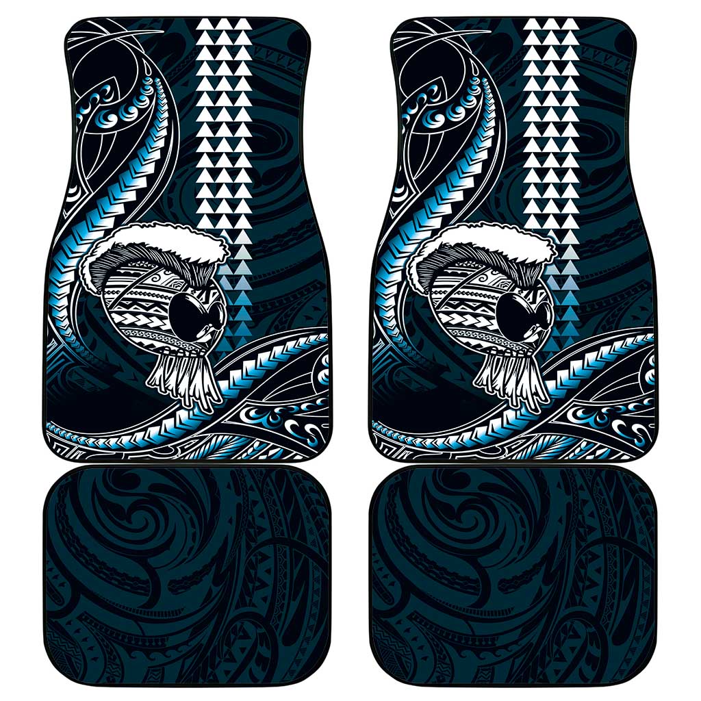 Hawaii Ikaika Warrior Helmet Car Mats Blue Tribal Tattoo LT05 - Polynesian Pride