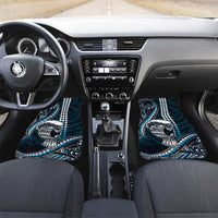 Hawaii Ikaika Warrior Helmet Car Mats Blue Tribal Tattoo LT05 Set 2pcs - Front Blue - Polynesian Pride