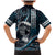 Hawaii Ikaika Warrior Helmet Family Matching Mermaid Dress and Hawaiian Shirt Blue Tribal Tattoo