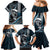 Hawaii Ikaika Warrior Helmet Family Matching Mermaid Dress and Hawaiian Shirt Blue Tribal Tattoo