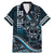 Hawaii Ikaika Warrior Helmet Family Matching Mermaid Dress and Hawaiian Shirt Blue Tribal Tattoo