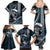 Hawaii Ikaika Warrior Helmet Family Matching Summer Maxi Dress and Hawaiian Shirt Blue Tribal Tattoo