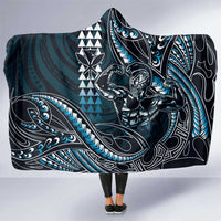 Hawaii Ikaika Warrior Helmet Hooded Blanket Blue Tribal Tattoo LT05 One Size Blue - Polynesian Pride