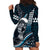 Hawaii Ikaika Warrior Helmet Hoodie Dress Blue Tribal Tattoo