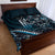 Hawaii Ikaika Warrior Helmet Quilt Bed Set Blue Tribal Tattoo