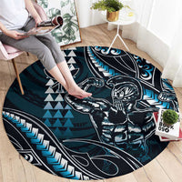 Hawaii Ikaika Warrior Helmet Round Carpet Blue Tribal Tattoo LT05 - Polynesian Pride
