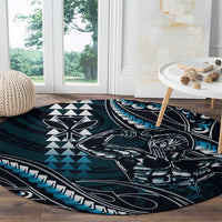 Hawaii Ikaika Warrior Helmet Round Carpet Blue Tribal Tattoo LT05 - Polynesian Pride