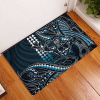 Hawaii Ikaika Warrior Helmet Rubber Doormat Blue Tribal Tattoo LT05 - Polynesian Pride
