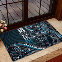 Hawaii Ikaika Warrior Helmet Rubber Doormat Blue Tribal Tattoo LT05 - Polynesian Pride